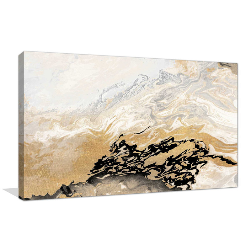 Vague dorée - reproduction d'art sur toile tendue, H 36 po x l 60 po x P 1,5 po