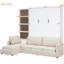 Grand lit blanc avec tablettes et rangement mural facile à installer