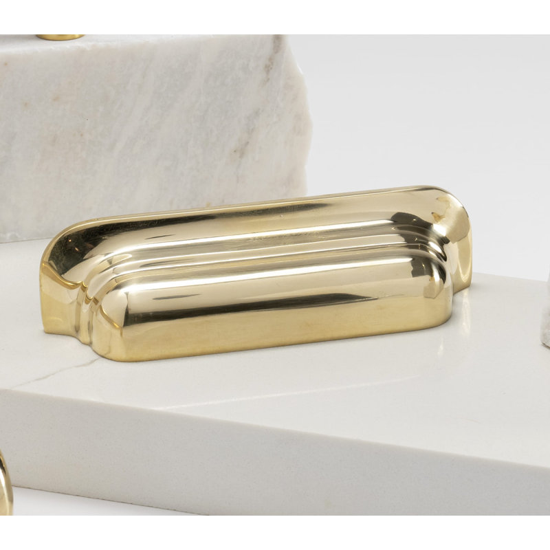 Edgewood Cup / Bin Pull, 3 3/4", Unlacquered Polished Brass