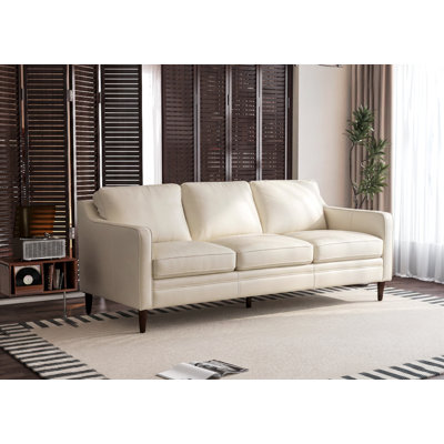Ashtabula Genuine Leather Square Arm Sofa