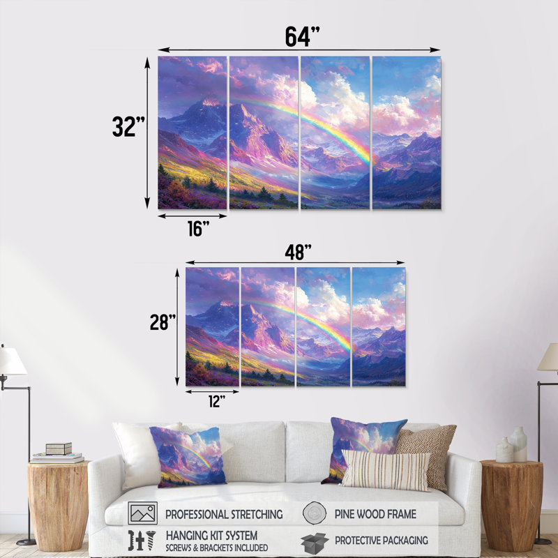 Supai - arc-en-ciel - Art mural traditionnel, H 28 po x l 48 po, 4