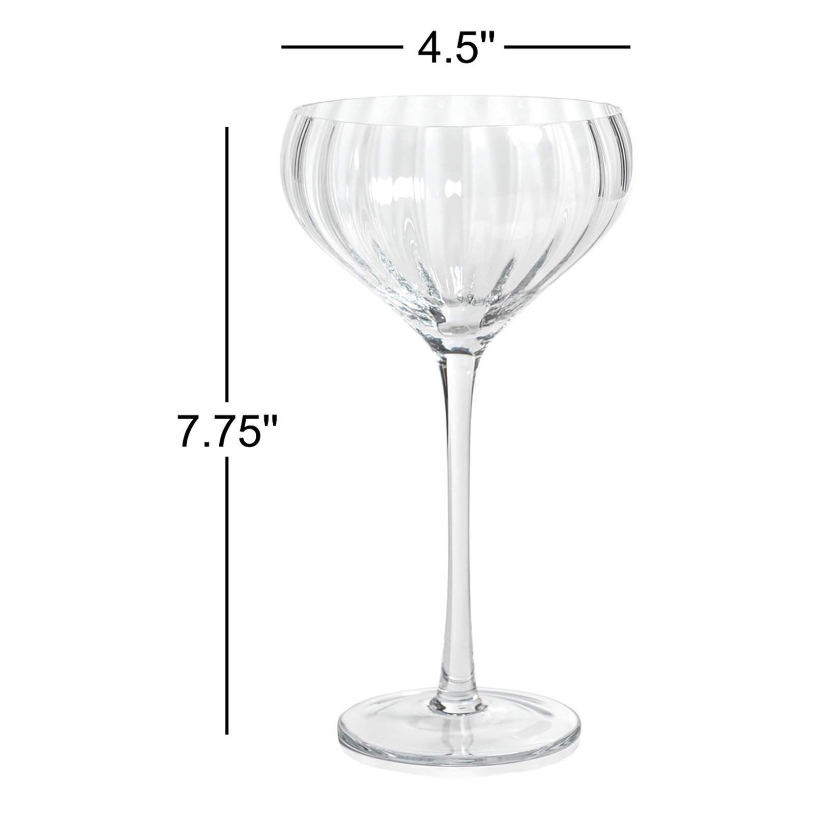 Boulder Ribbed Coupe Glass, Clear