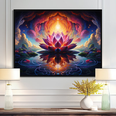 Majestic Pink Lotus Glorious Magical Sunset - Lotus Wall Art