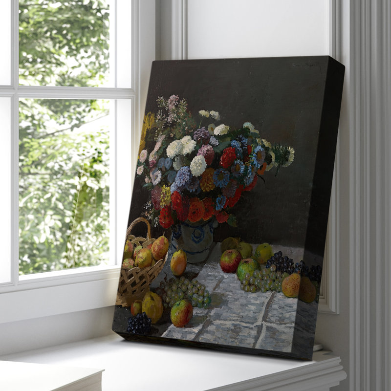 Nature morte avec fleurs et fruits - Toile tendue avec châssis par Claude Monet, 8 x 12