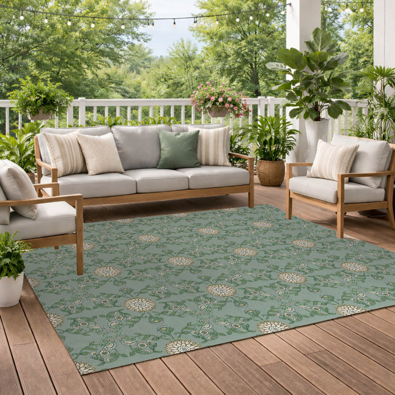Aria Soft Step Outdoor Area Rug, Rectangle 5' x 3', Sage