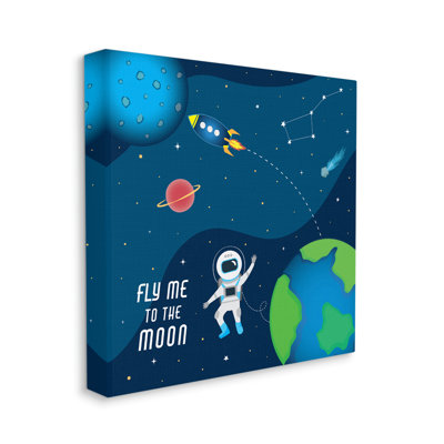 «Fly Me to the Moon Silly Astronaut Outer Space - Peinture