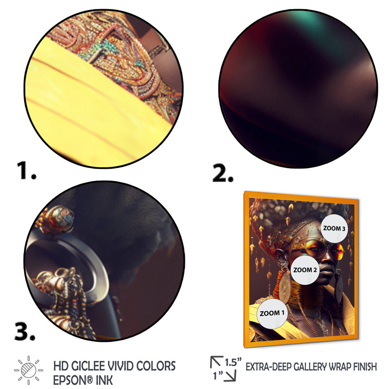 Femme afro-américaine lunettes de soleil Funky Traditiona, H 20 po x l 12 po x P 1 po, Encadrement doré