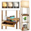 Lampe sur pied avec tablettes, lampe sur pied moderne avec chargeur sans fil, 1 tiroir et 2 ports USB et 2 prises de courant-2035750523