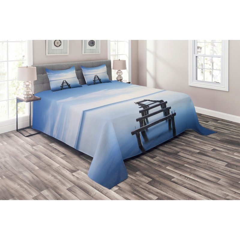 Landscape Modern & Contemporary Polyester Coverlet, King Bedspread + 2 Shams