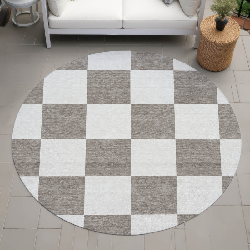 Machine Washable Indoor/Outdoor Braegger ACN2345 Geometric Rug, Round 8'