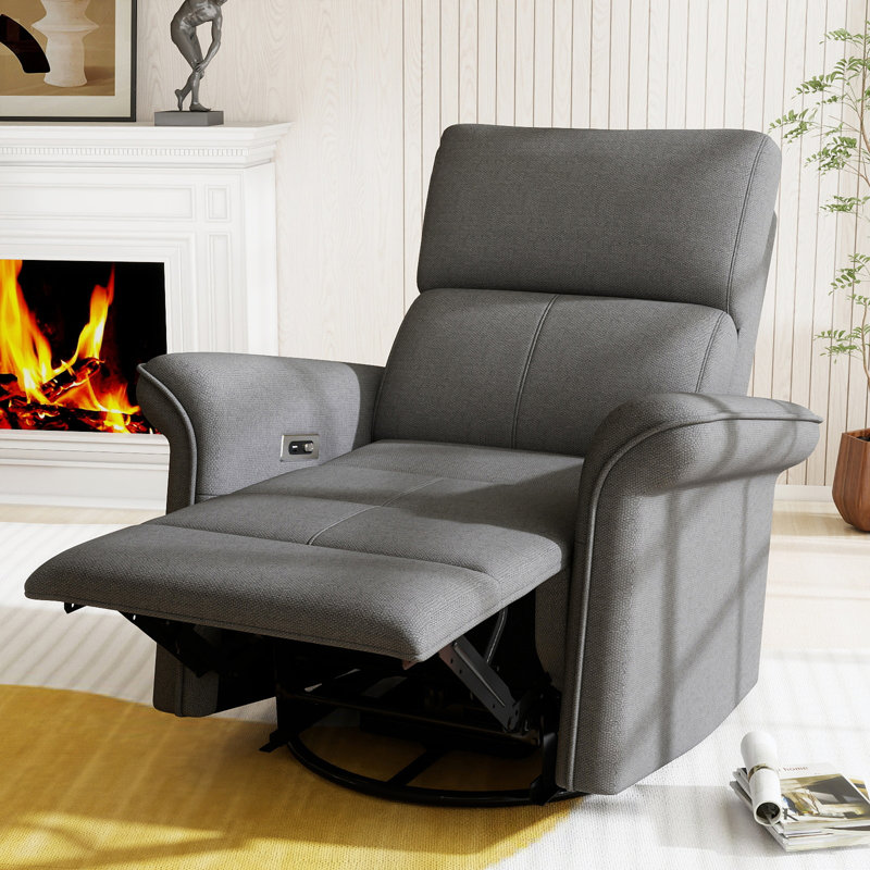 Fauteuil inclinable manuel berçant rembourré, Velours gris foncé