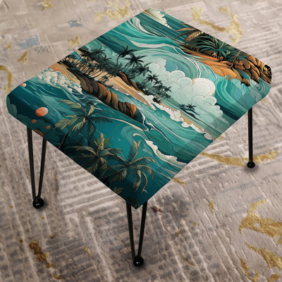 Oceanic Dreamscape Tropical Pattern - Coastal Rectangle Ottoman