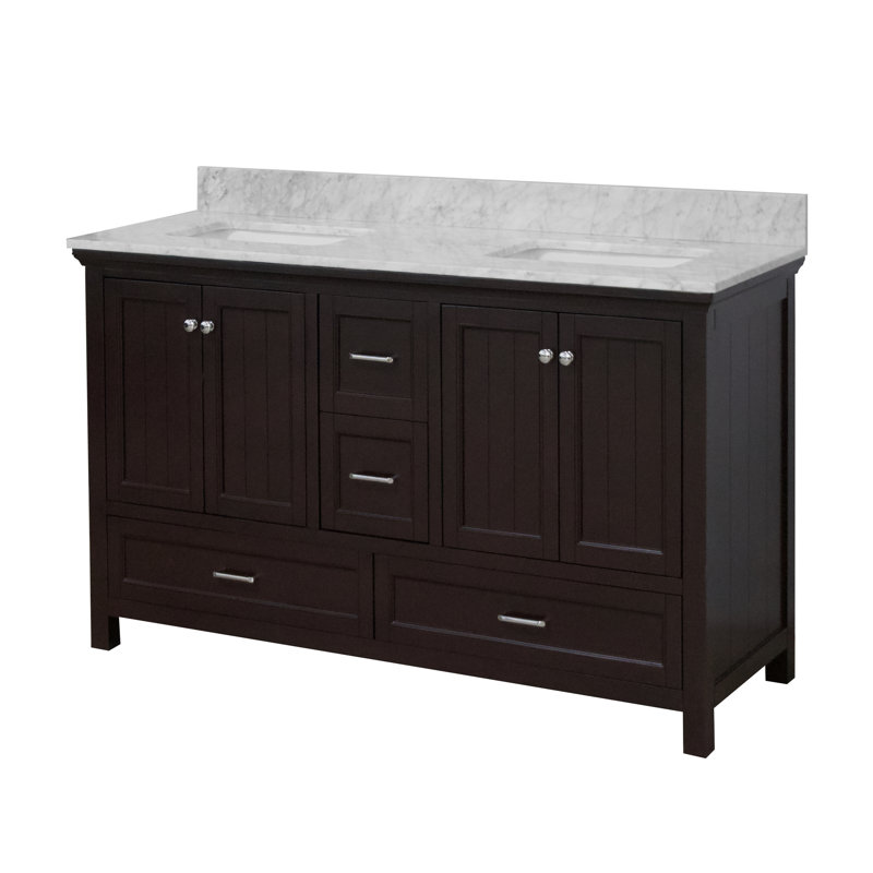 Ensemble de meuble-lavabo double 60 po Maven, Chocolat