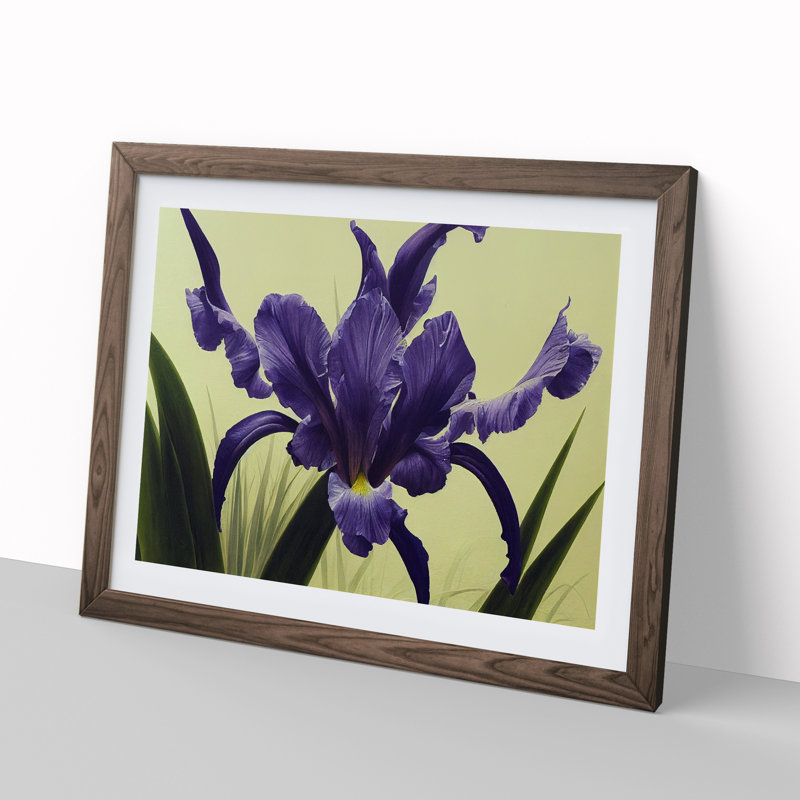 Cute Iris Flowers - Framed Print, 25cm H x 34cm W x 2cm D, Walnut