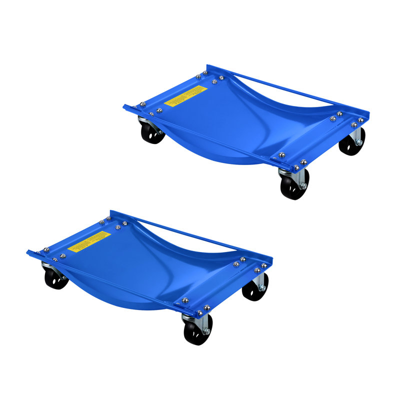 Set of 2 Car Wheel Dollies, 1134‑kg Total Weight Capacity, Heavy‑Duty Steel Vehicle Moving Dolly with 360° Swivel Casters and Anti‑Slip Secure Rails