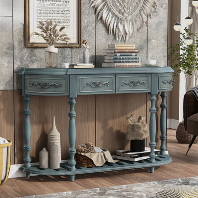 Console moderne et contemporaine courbée avec plusieurs options de rangement, idéale pour le couloir, la chambre à coucher et le salon