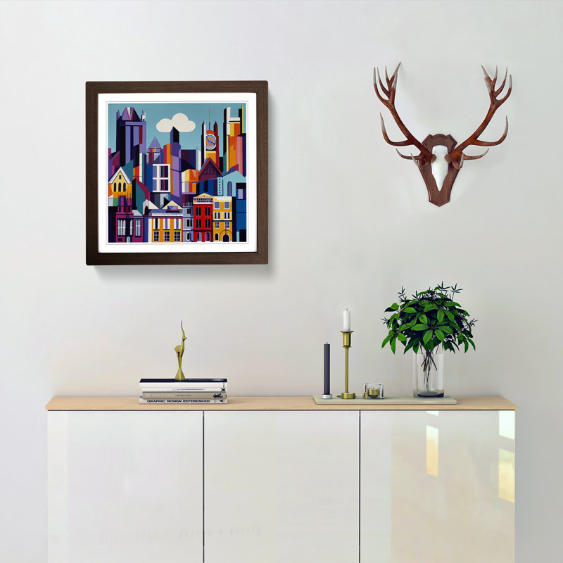 City of Manchester Cubism - Framed Print, Walnut