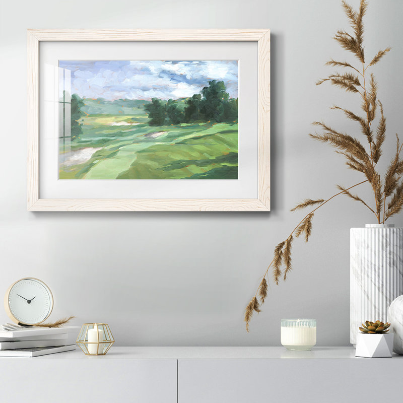 Étude de terrain de golf IV - Tableau encadré en verre, grand format, idéal pour le salon, Blanc