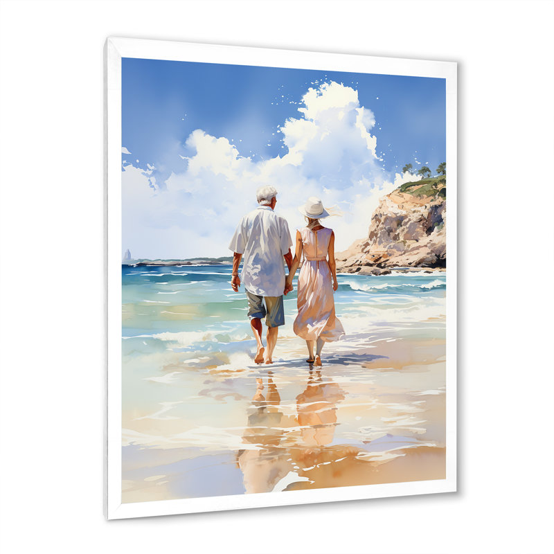 «Beach Photo Loves I», reproduction d'un seul cadre photo sur toile, H 20 po x l 12 po x P 1 po, Blanc