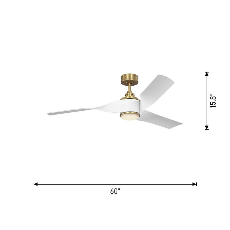 Visual Comfort Fan Touro Smart 60 LED Indoor Ceiling Fan with Threaded Downrod, Dark Walnut ABS blades and Handheld Remote
