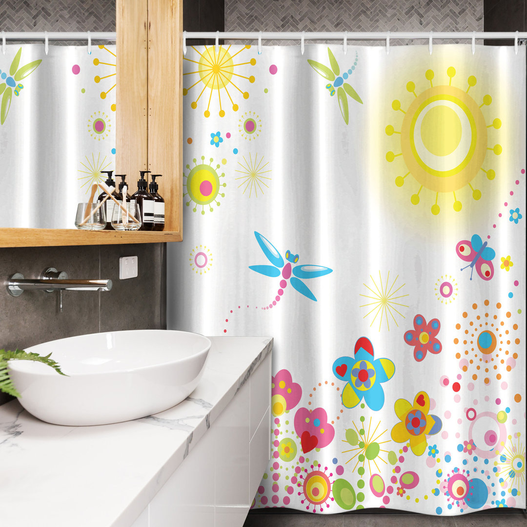 Anita Shower Curtain with Hooks Included Harriet Bee