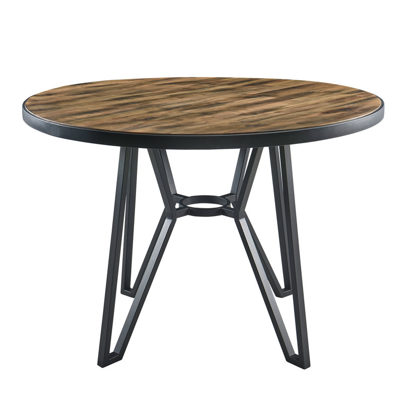 Marella Round Metal Base Dining Table, Rustic Brown, 31" H x 42" W x 42" D