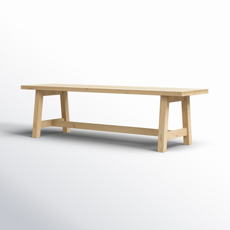 Broeder Solid Wood Bench, Light Brown, 17.72" H x 62.99" W x 17.72" D