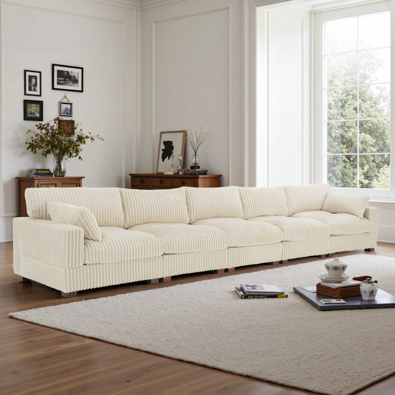 5-Piece Faux Rabbit Fur Sectional Sofa