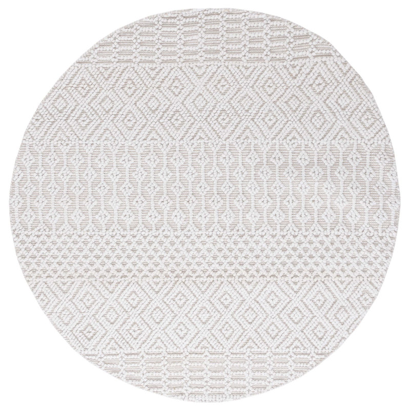 Southwestern Handmade Flatweave Ivory Area Rug, Round 6'