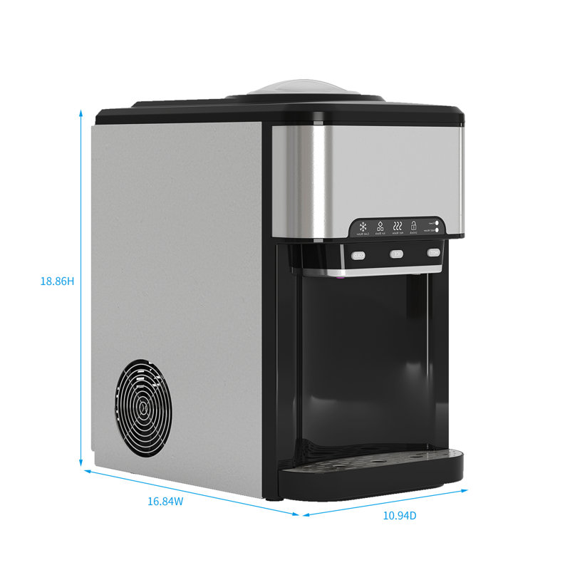 Countertop Top Loading Water Cooler Dispenser with Built-in Ice Maker,44 Lbs in 24H Ice Production & Hot/Cold Water Dispenser,Energy Star 3-5 Gallons Capacity with Smart Frostguard & Whisperquiet Tech (Black)