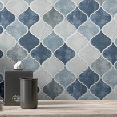 Ecoglassify 11.82 in. x 11.82 in. Arabesque Matte Glass Mosaic Tile