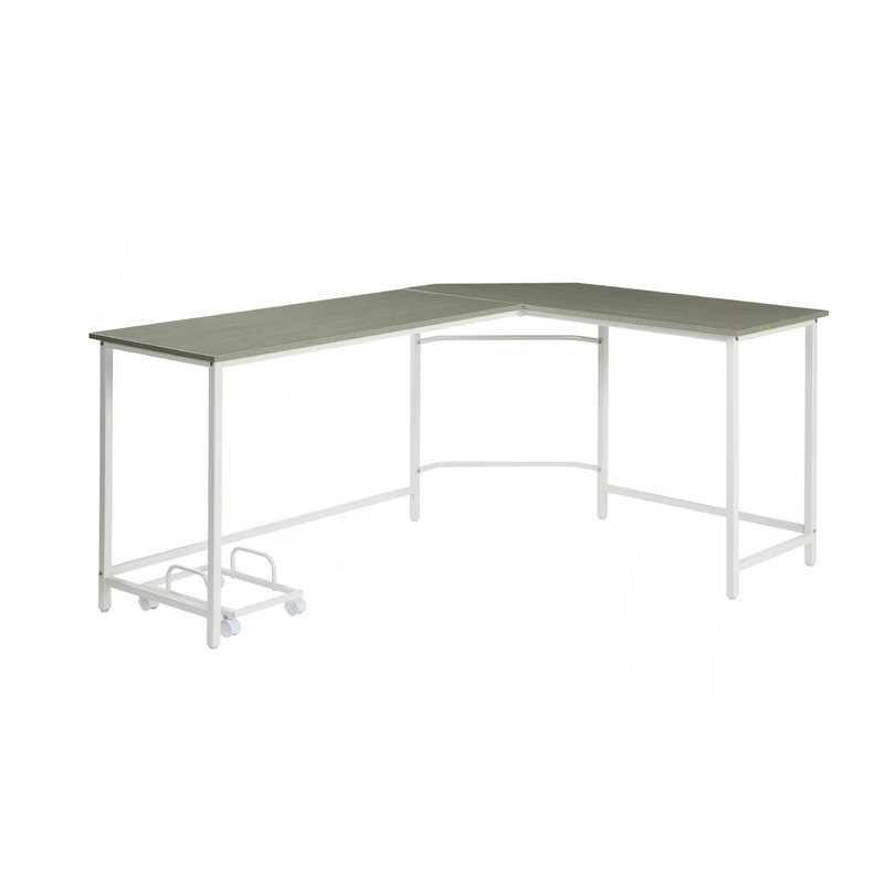 L-Shape Rectangular Computer Desk, Gray And White
