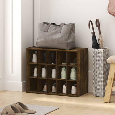 Range-chaussures Furinno Fano, range-chaussures à 15 cubes, rangement pour chaussures empilable, 11,4 x 24,2 x 19,3, pour vestibule, bureau, garage, pin ambre