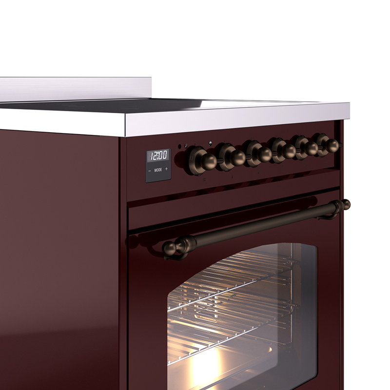 ILVE Nostalgie II 30 in Induction Range, Burgundy/Bronze