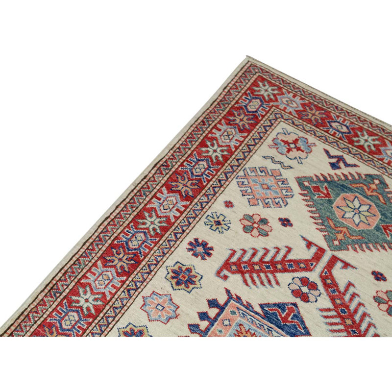 Tapis rouge / brun / beige noué à la main de haute qualité