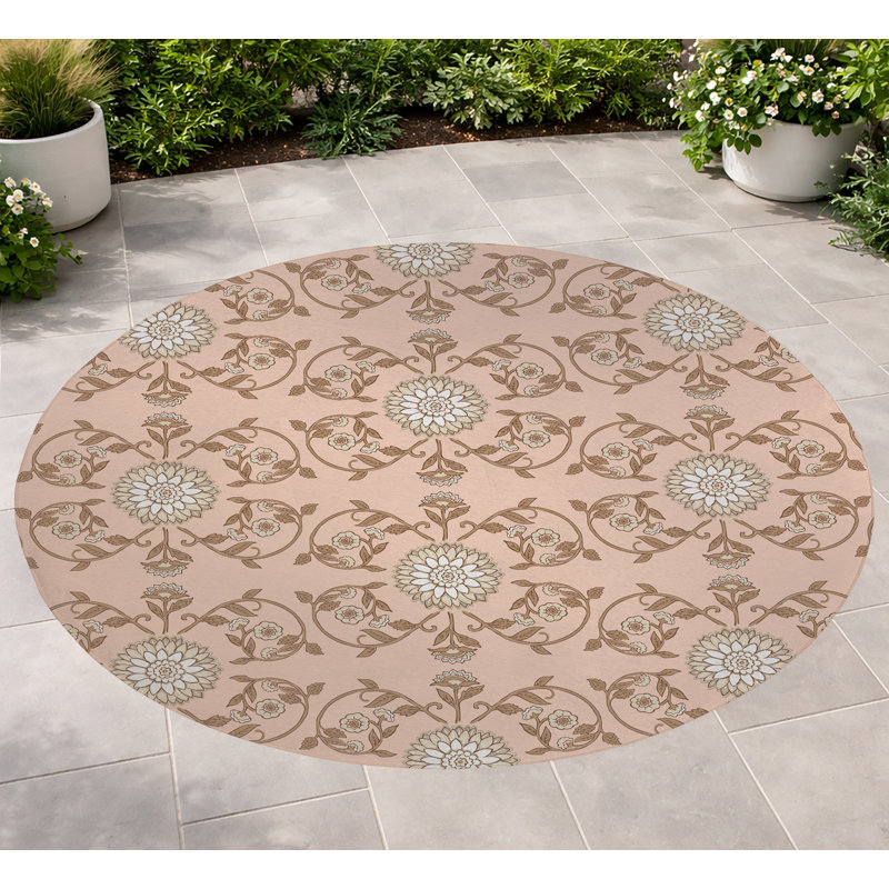 Tapis d'extérieur antidérapant Ezimea, Rosé, Rond 60 po x 60 po