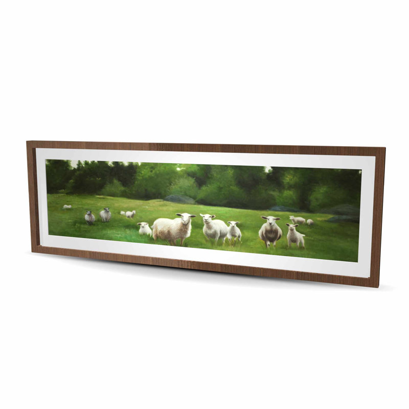 Fields of Sheep - Reproduction matte encadrée rustique pour la décoration intérieure