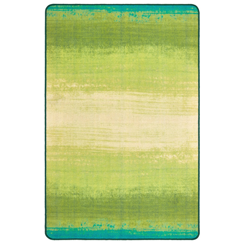 Tapis rayé vert touffeté, Rectangle 4 pi x 6 pi