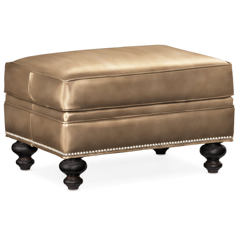 West Ottoman, Anilina Hunter Genuine Leather, Plantation, Pewter