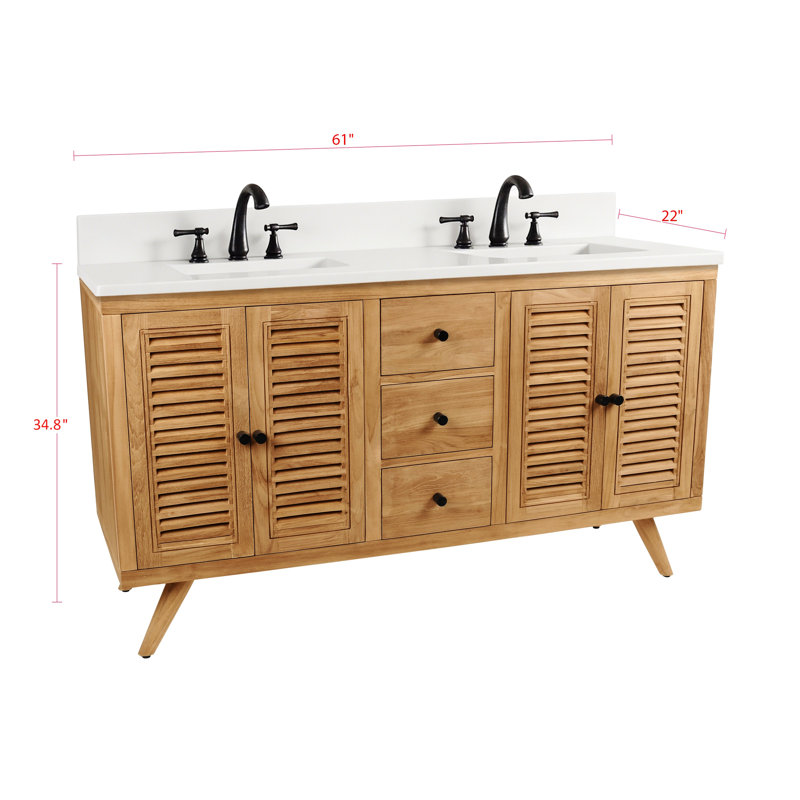 Harper 73" Double Bathroom Vanity, 61, Carrara White Marble