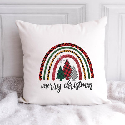 christmas rainbow1 Reversible Throw Pillow