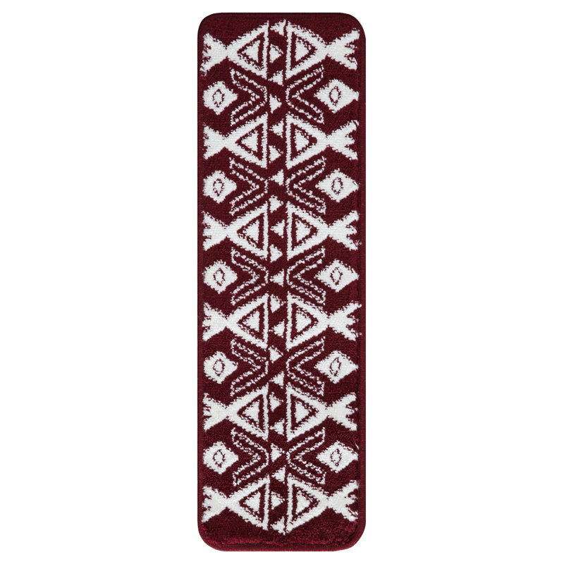 Tapis d’escalier rouge doux et vibrant treillis Arelious