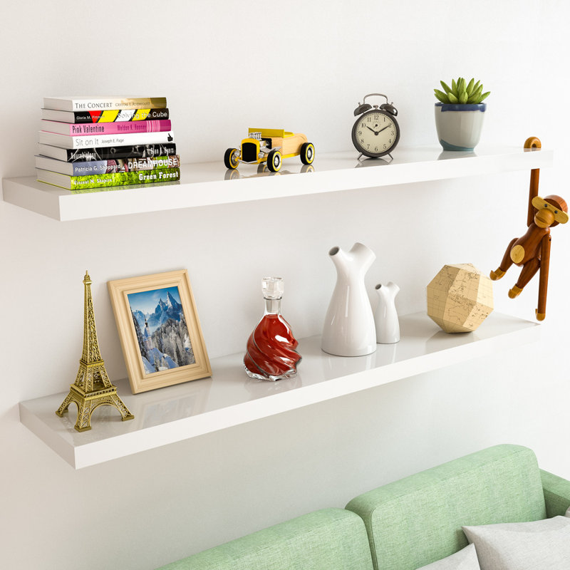 Mehta Floating Shelf, 3.8cm H x 50cm W x 23cm D, Gloss White