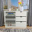 Armoire d'appoint 47 pouces avec 3 tiroirs et 3 tablettes ouvertes, bois blanc