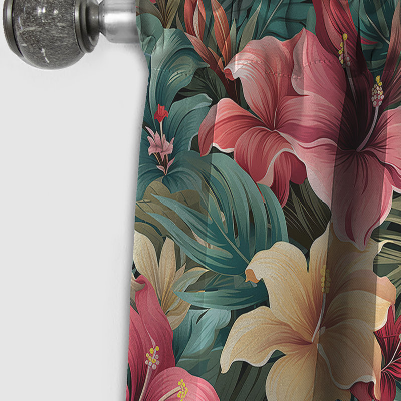 Deadra - Floral Curtain - Blackout Floral Curtain - 1 Panels, 52" W x 108" L