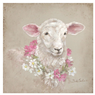 Sheep With Wreath 1 Piece Wrapped Canvas Painting