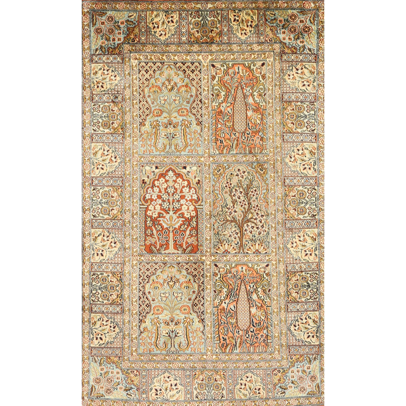 Tapis beige traditionnel/crème/noir, Rectangle 8 pi x 10 pi