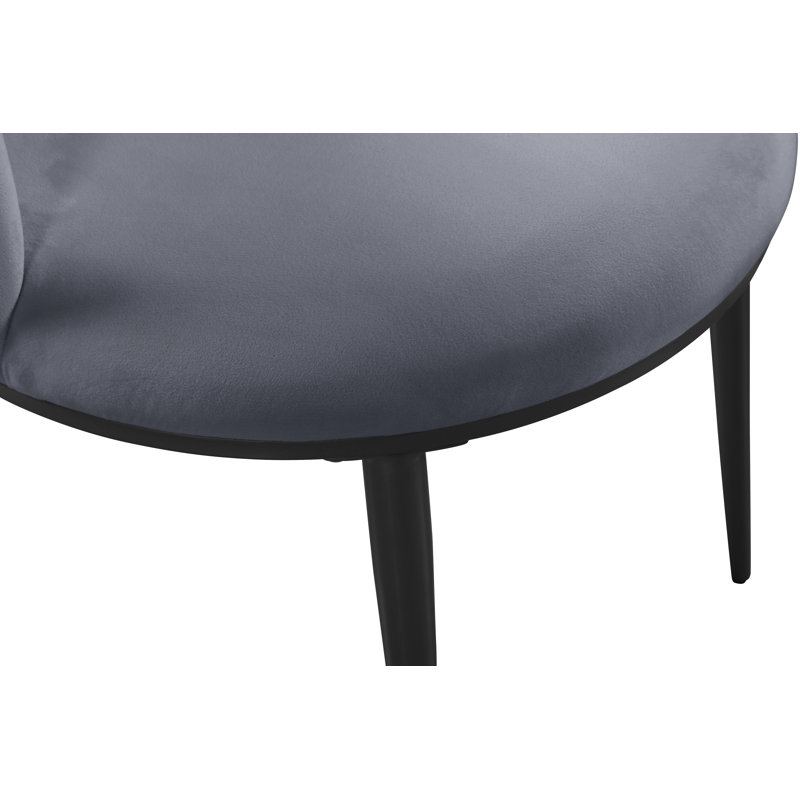 Chaise en velours Skylar, Velours gris, Noir mat