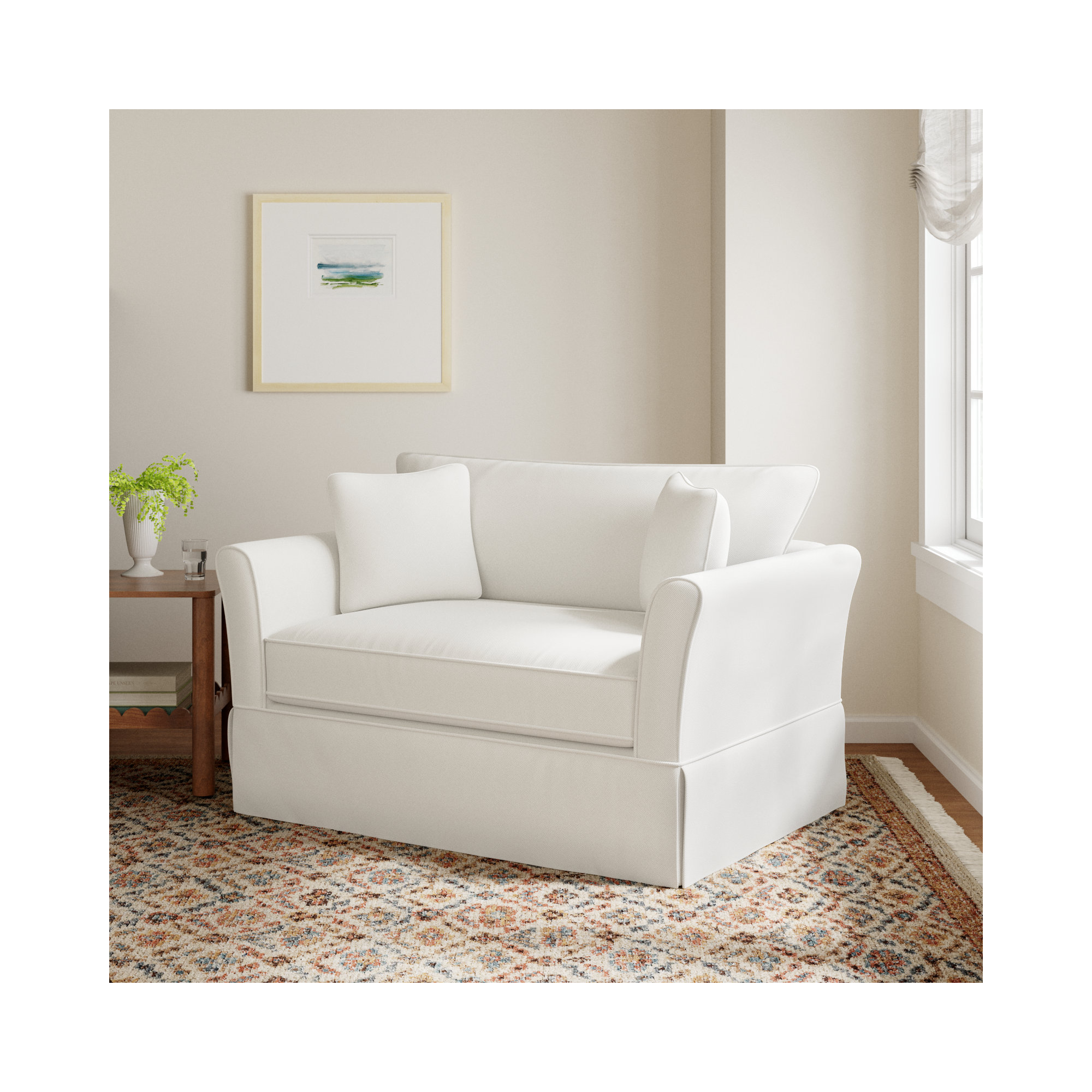 Shelby Upholstered Chair And A Half, Lena Off White Performance Linen Blend