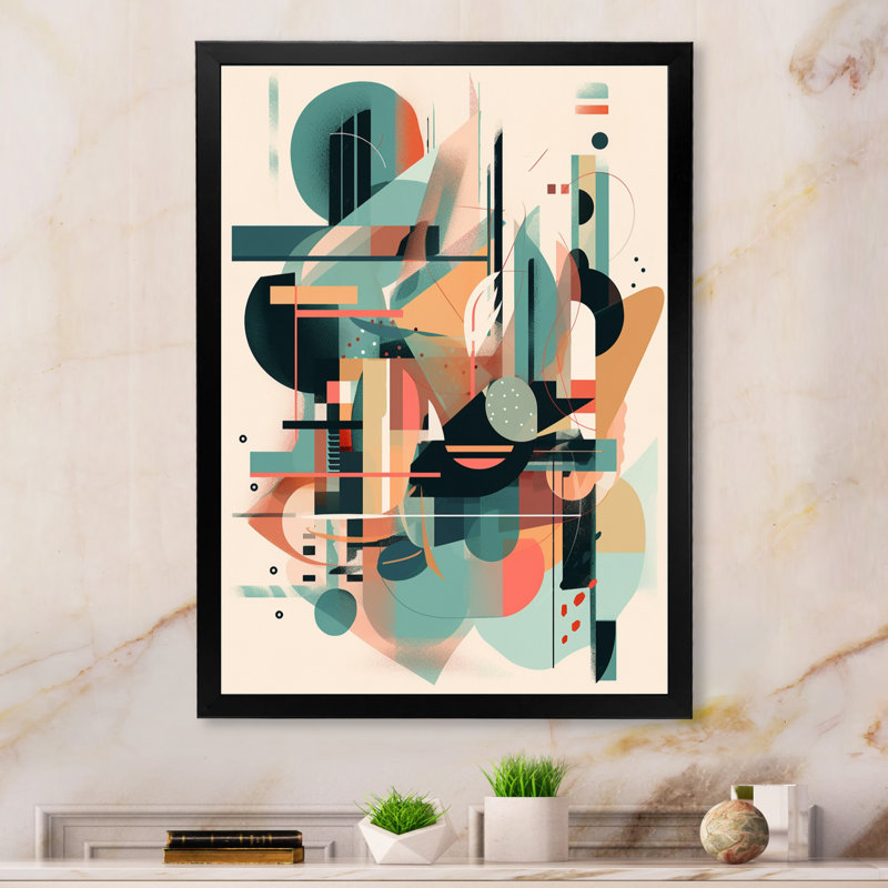 «Green Peach Elegance VI», art mural sur toile minimalisme, Cadre photo noir, H 20 po x l 12 po x P 1 po